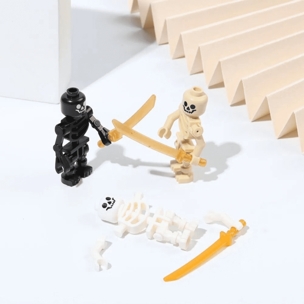 Skeleton Soldiers With Swords Block Figures  Set Beige 12pcs