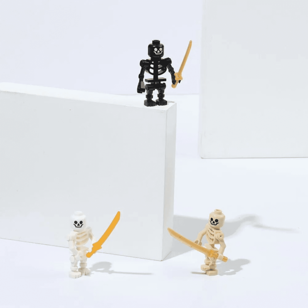 Skeleton Soldiers With Swords Block Figures  Set Beige 12pcs